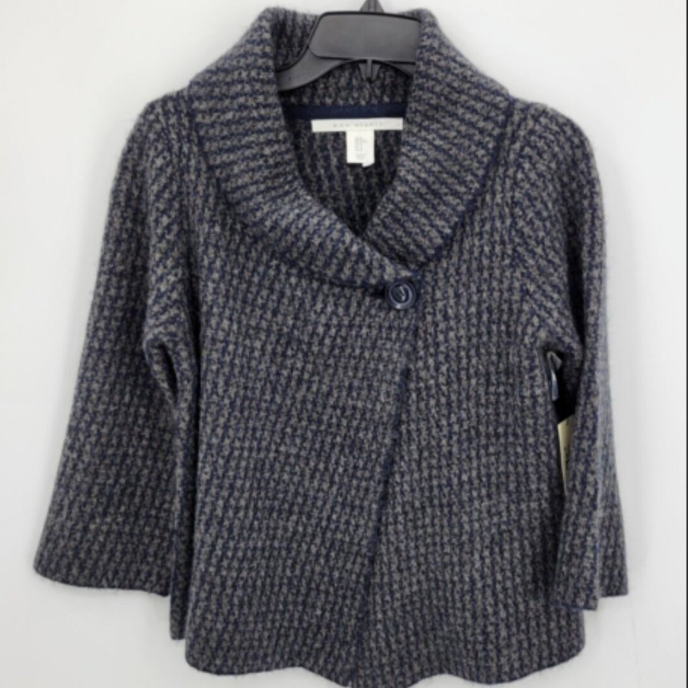 Max Studio XL Women's Sweater Blue/Tan Plaid Cowlneck Pullover